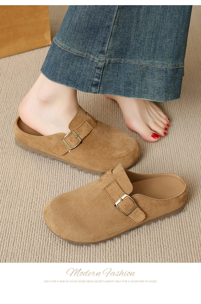 여성 발편한 플랫 여성뮬슬리퍼형샌들