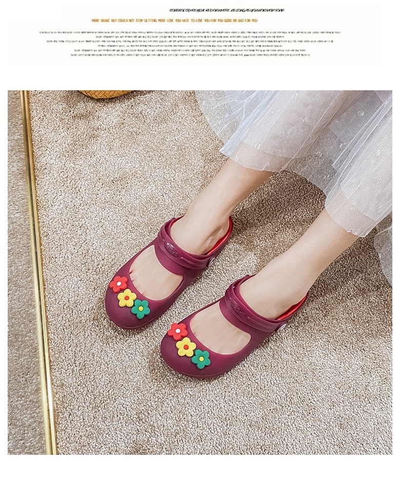 여성 발편한 플라워 여성뮬슬리퍼형샌들
