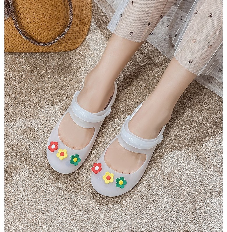 여성 발편한 플라워 여성뮬슬리퍼형샌들