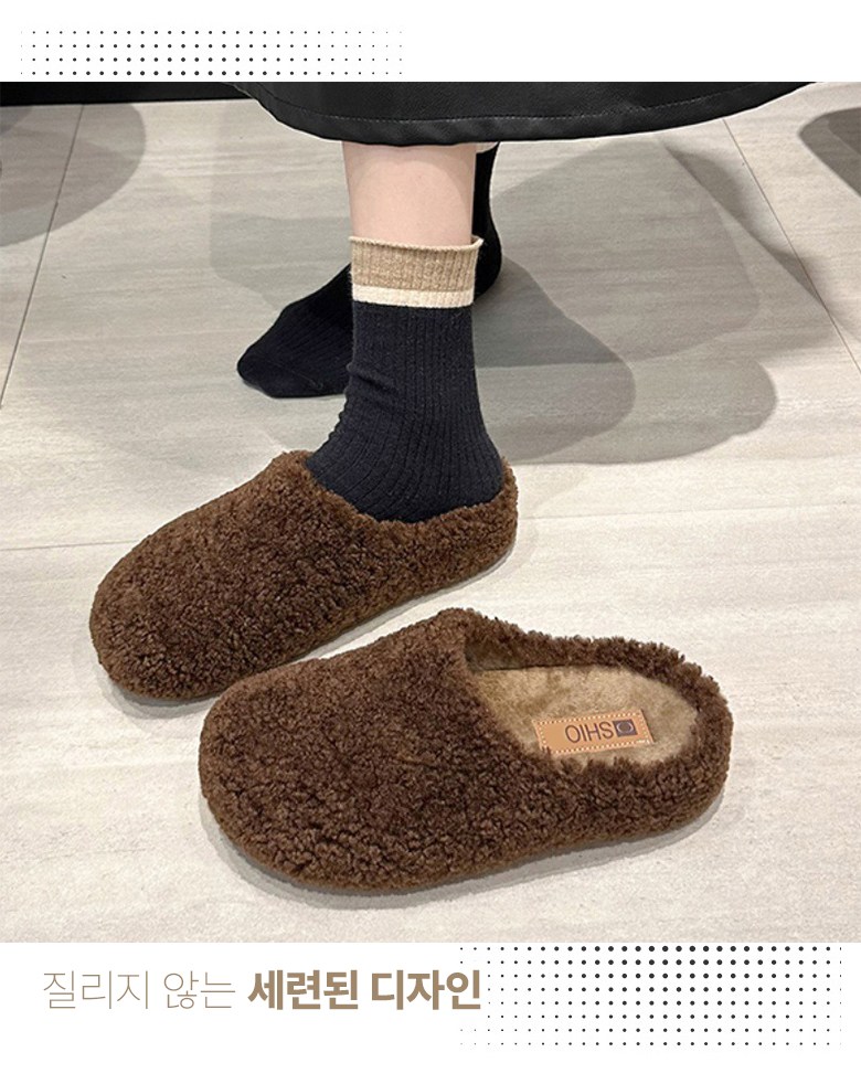 여성 발편한 털 여성뮬슬리퍼형샌들