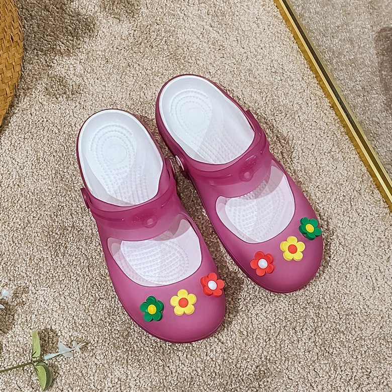 여성 발편한 플라워 여성뮬슬리퍼형샌들