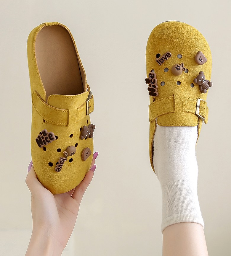 여성 귀여운 파츠 여성뮬슬리퍼형샌들