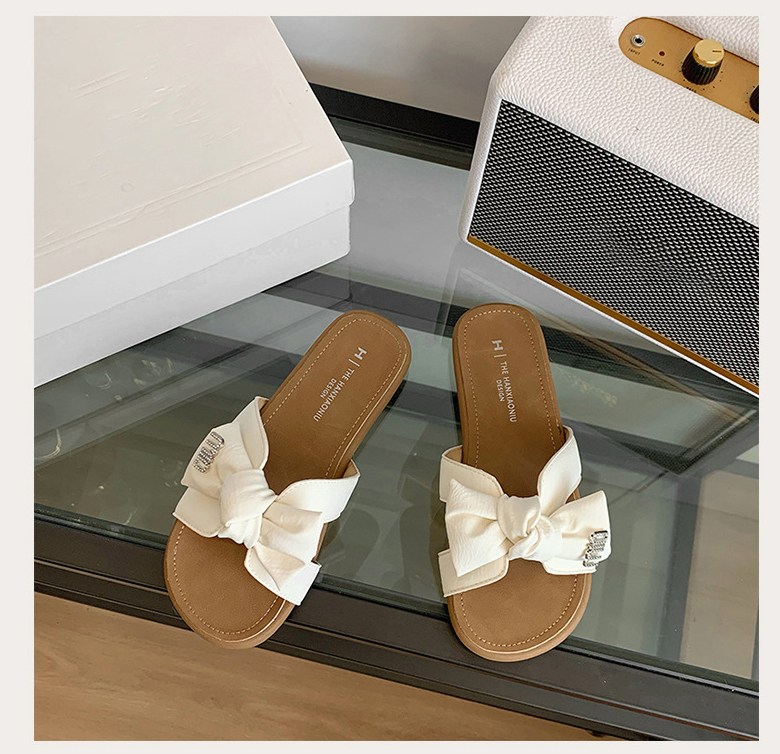 여성 귀여운 리본 여성뮬슬리퍼형샌들