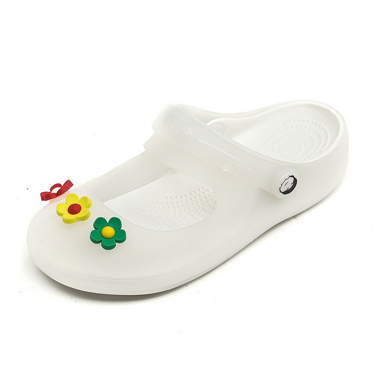 여성 발편한 플라워 여성뮬슬리퍼형샌들