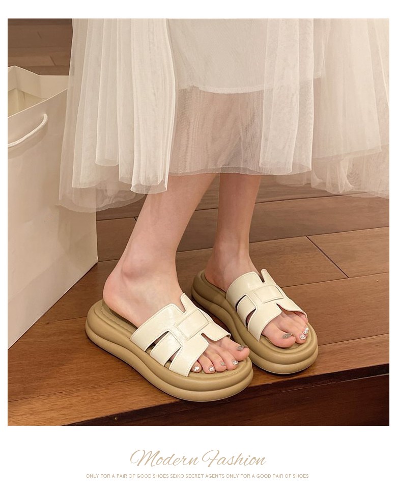 여성 발편한 통굽 여성뮬슬리퍼형샌들