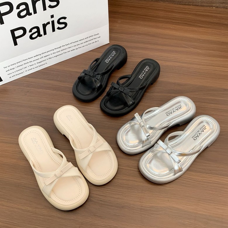 여름 여성 리본 여성뮬슬리퍼형샌들