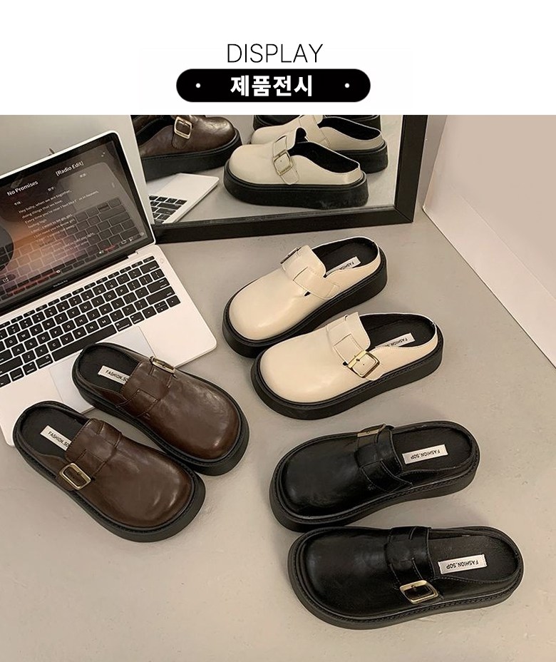 여성 발편한 통굽 여성뮬슬리퍼형샌들