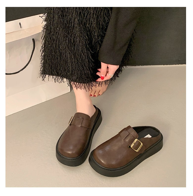 여성 발편한 통굽 여성뮬슬리퍼형샌들