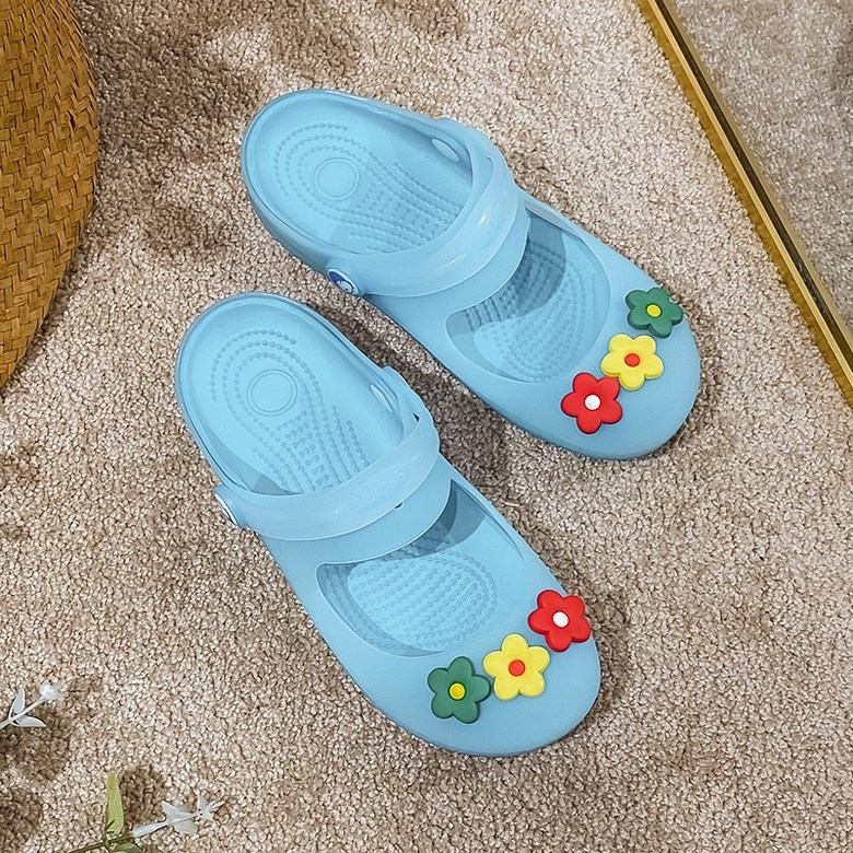 여성 발편한 플라워 여성뮬슬리퍼형샌들