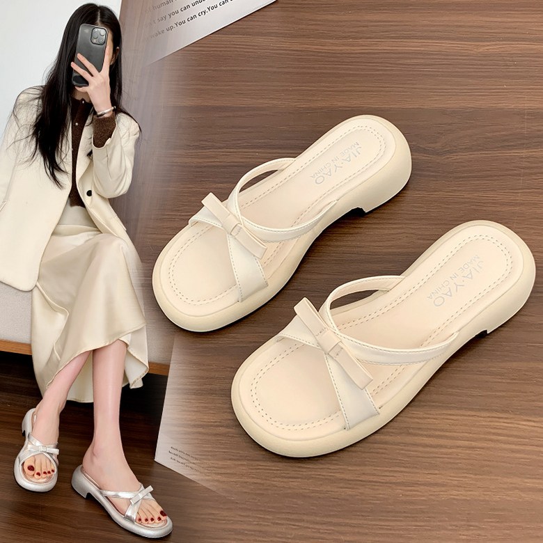 여름 여성 리본 여성뮬슬리퍼형샌들