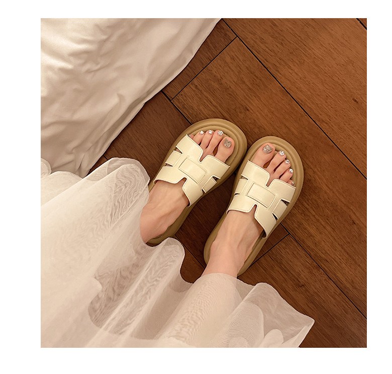 여성 발편한 통굽 여성뮬슬리퍼형샌들