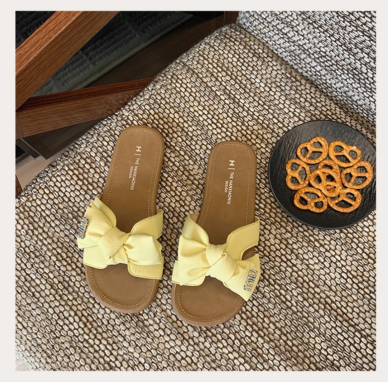 여성 귀여운 리본 여성뮬슬리퍼형샌들