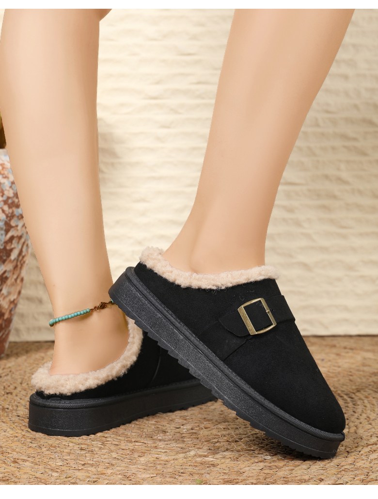 여성 빈티지 털 여성뮬슬리퍼형샌들