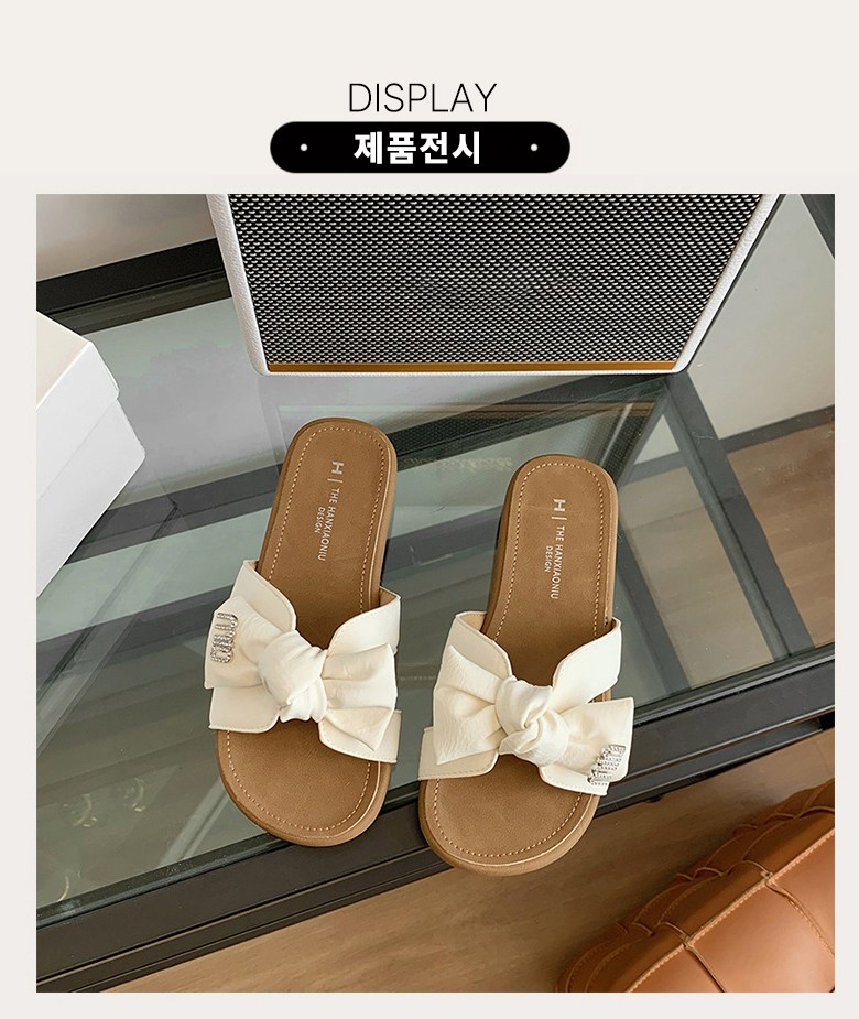 여성 귀여운 리본 여성뮬슬리퍼형샌들