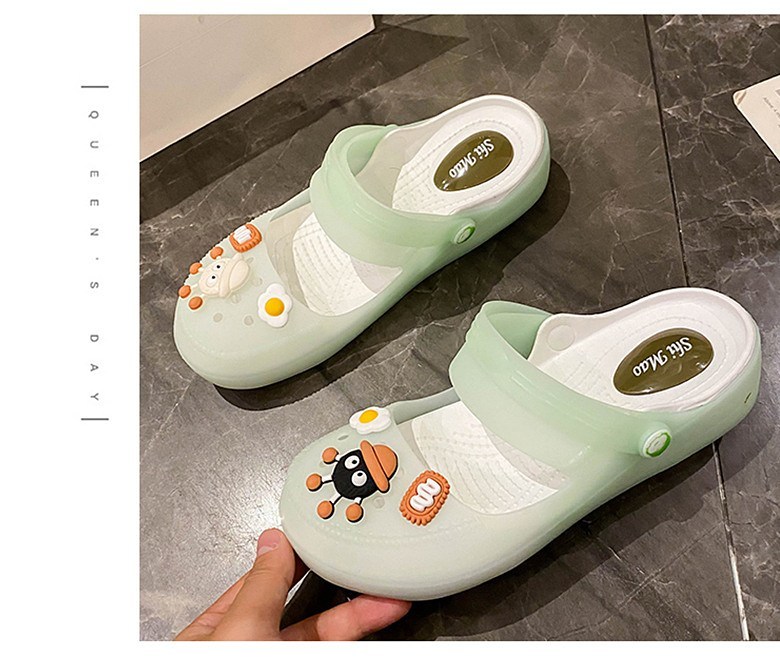 여성 발편한 캐릭터 여성뮬슬리퍼형샌들