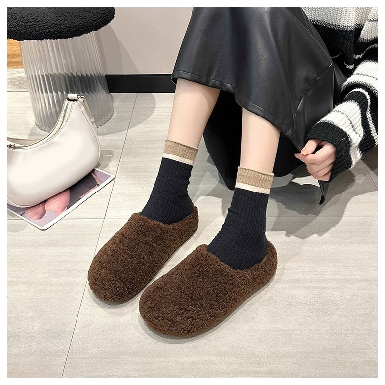 여성 발편한 털 여성뮬슬리퍼형샌들