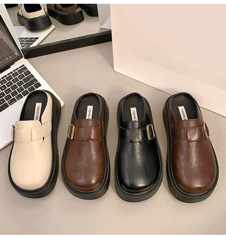 여성 발편한 통굽 여성뮬슬리퍼형샌들