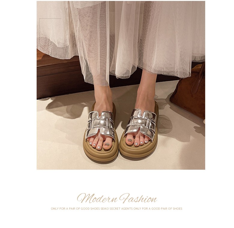 여성 발편한 통굽 여성뮬슬리퍼형샌들