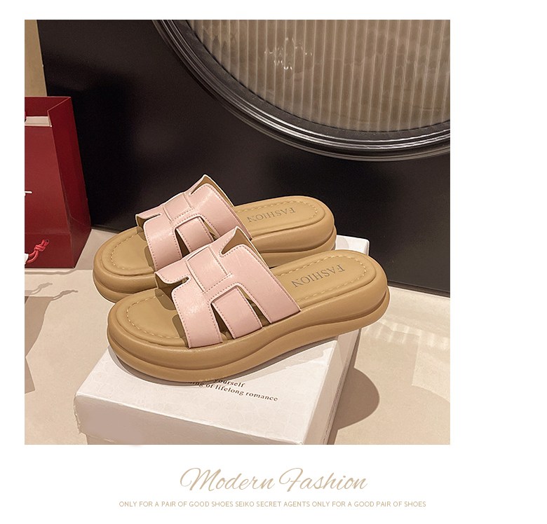 여성 발편한 통굽 여성뮬슬리퍼형샌들