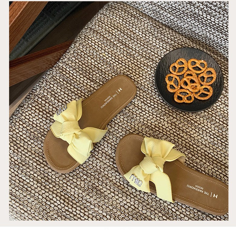 여성 귀여운 리본 여성뮬슬리퍼형샌들