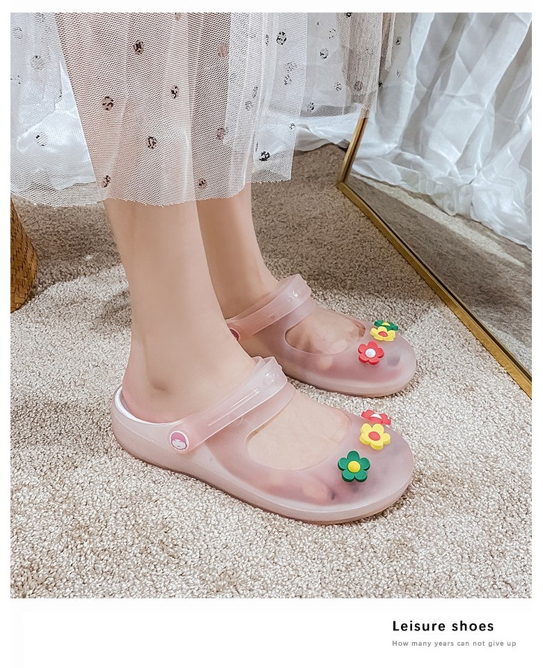 여성 발편한 플라워 여성뮬슬리퍼형샌들