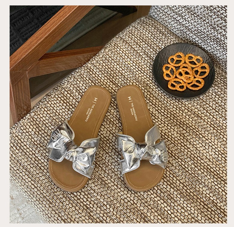 여성 귀여운 리본 여성뮬슬리퍼형샌들