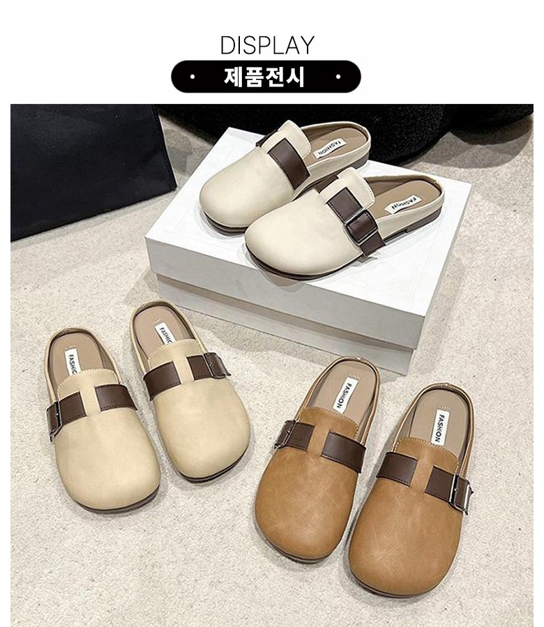 여성 발편한 반 여성뮬슬리퍼형샌들