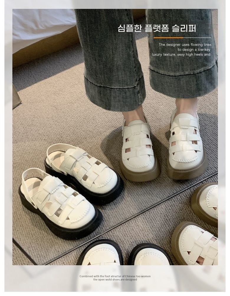 여성 키높이 여름샌들 여성뮬슬리퍼형샌들