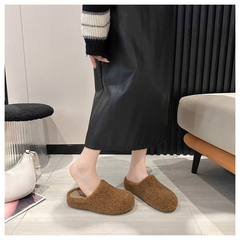 여성 발편한 털 여성뮬슬리퍼형샌들