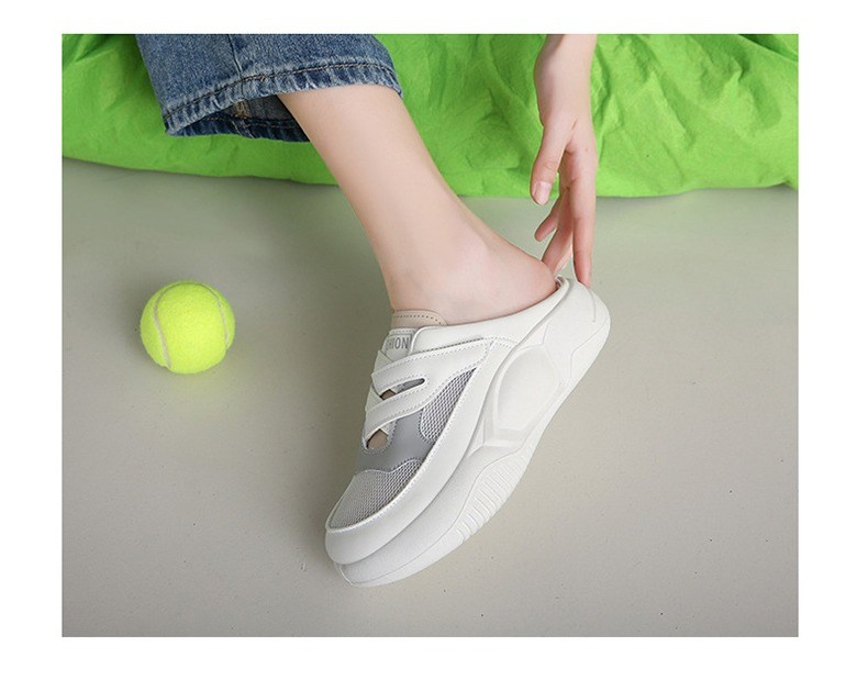 여성 볼넓은 메쉬 여성뮬슬리퍼형샌들