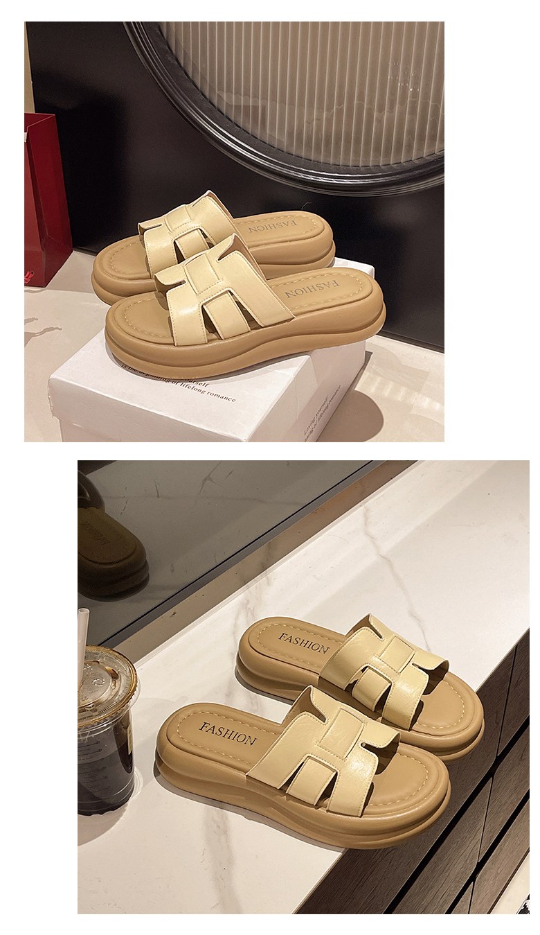 여성 발편한 통굽 여성뮬슬리퍼형샌들