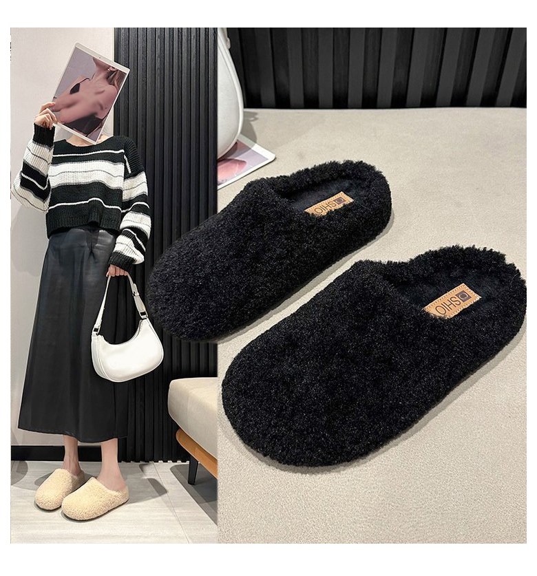 여성 발편한 털 여성뮬슬리퍼형샌들