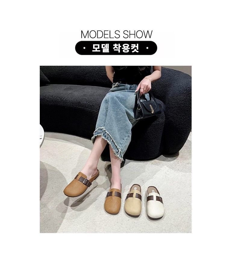 여성 발편한 반 여성뮬슬리퍼형샌들