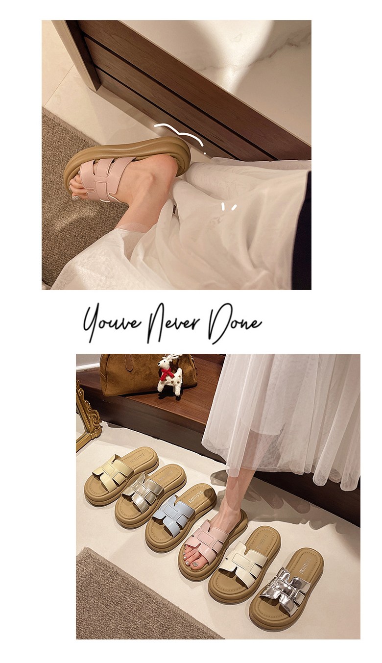 여성 발편한 통굽 여성뮬슬리퍼형샌들