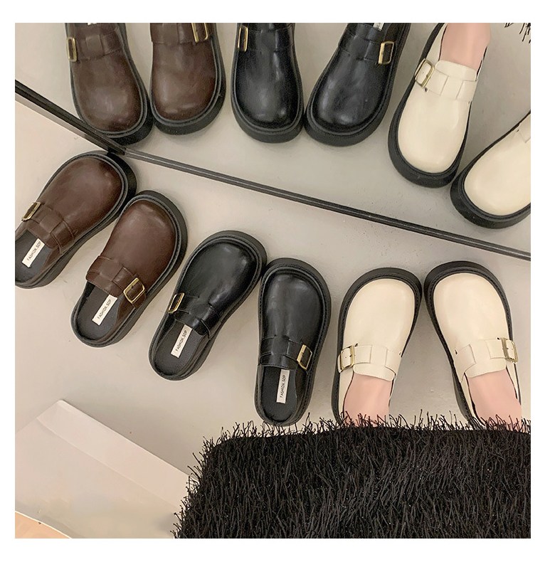 여성 발편한 통굽 여성뮬슬리퍼형샌들