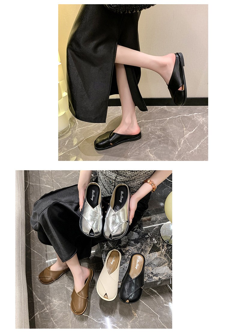 여성 트렌디 발편한 여성뮬슬리퍼형샌들