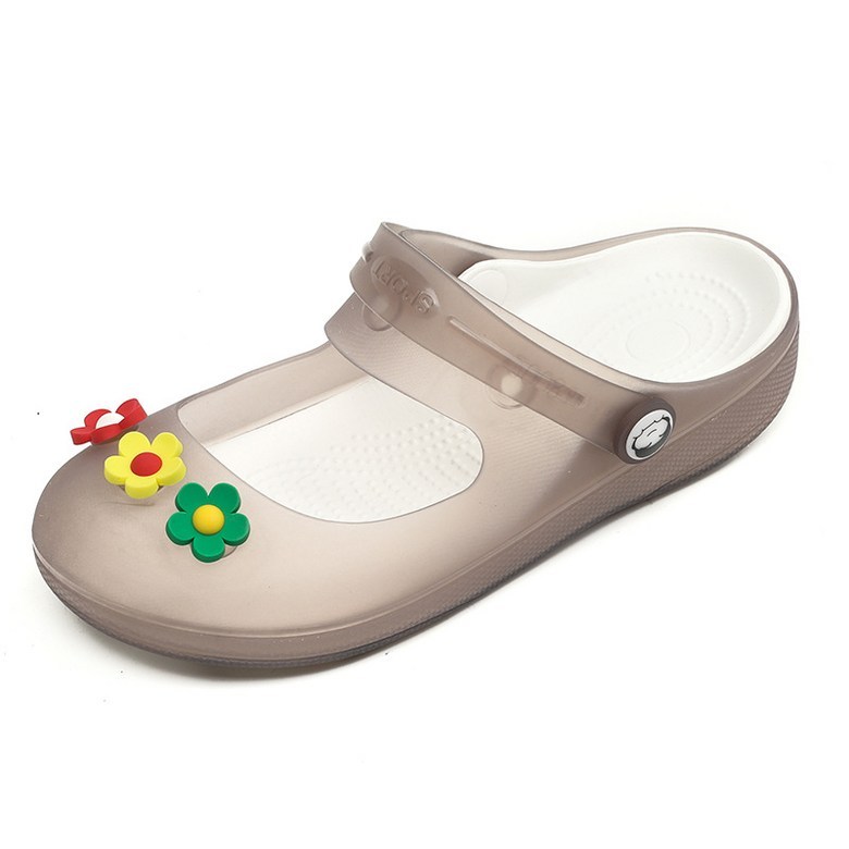 여성 발편한 플라워 여성뮬슬리퍼형샌들