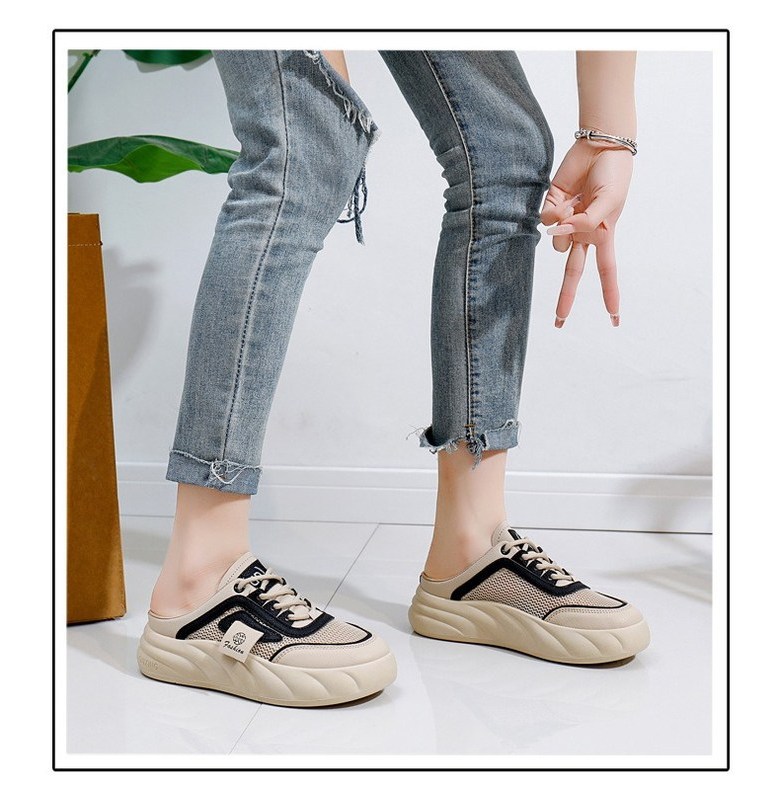 여성 볼넓은 통굽 여성뮬슬리퍼형샌들