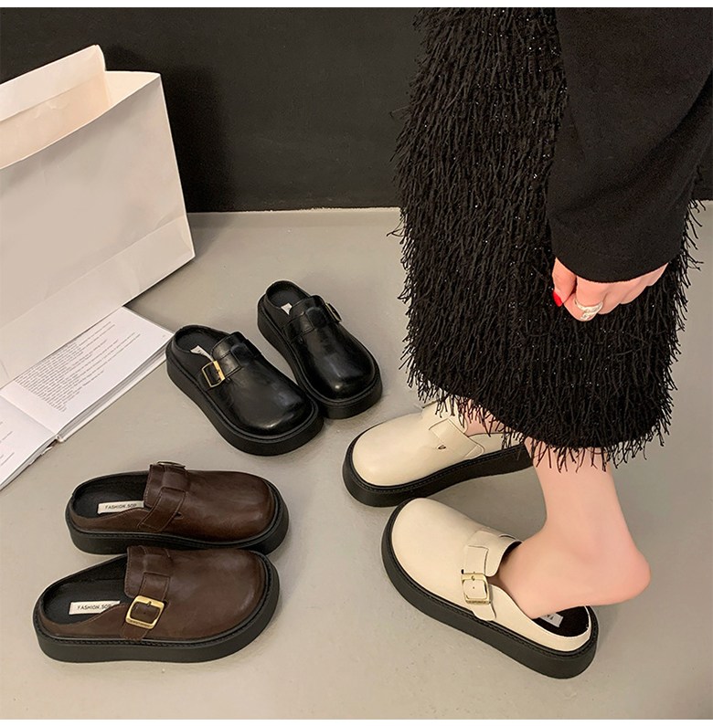 여성 발편한 통굽 여성뮬슬리퍼형샌들