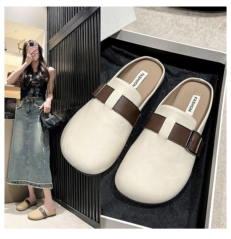 여성 발편한 반 여성뮬슬리퍼형샌들