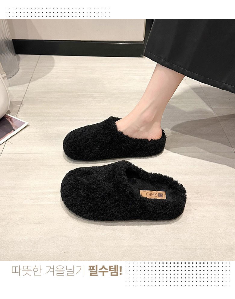 여성 발편한 털 여성뮬슬리퍼형샌들