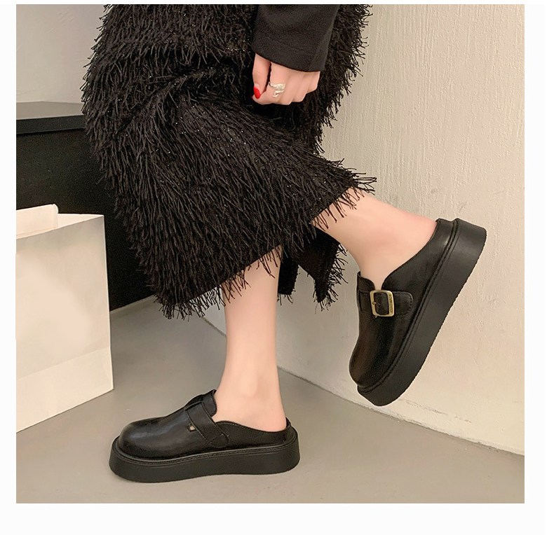 여성 발편한 통굽 여성뮬슬리퍼형샌들