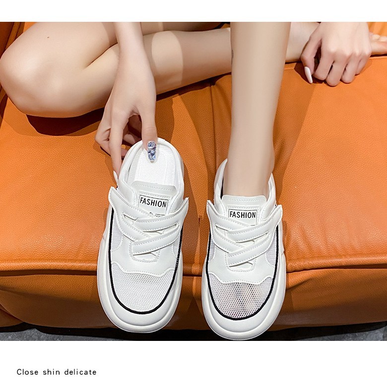 여성 볼넓은 메쉬 여성뮬슬리퍼형샌들