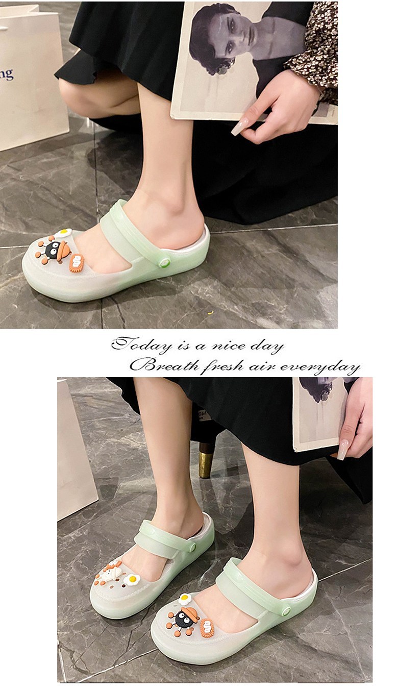 여성 발편한 캐릭터 여성뮬슬리퍼형샌들