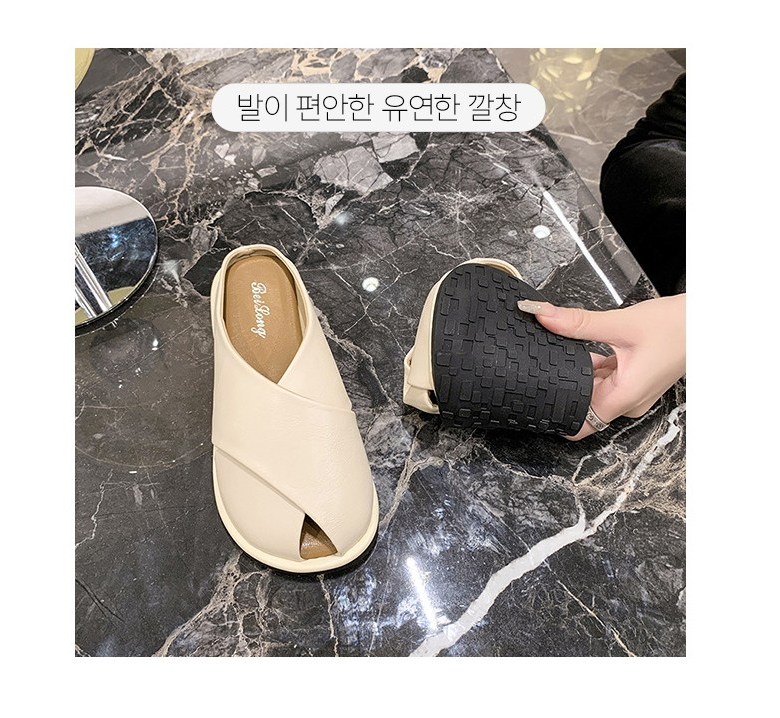 여성 트렌디 발편한 여성뮬슬리퍼형샌들