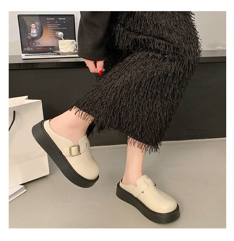 여성 발편한 통굽 여성뮬슬리퍼형샌들