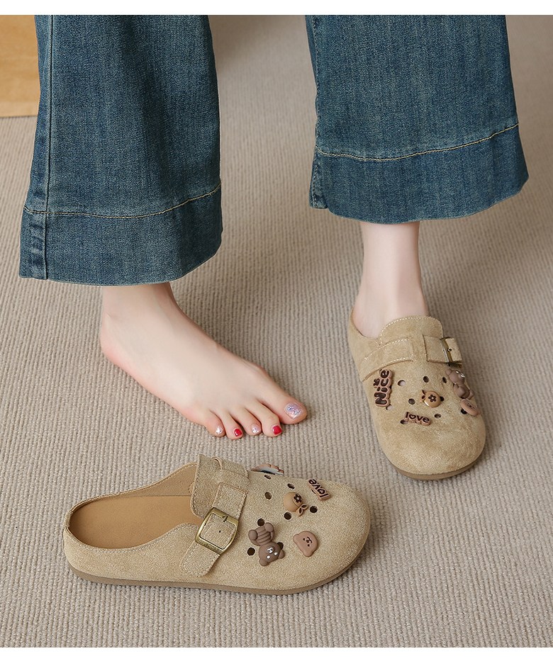 여성 귀여운 파츠 여성뮬슬리퍼형샌들