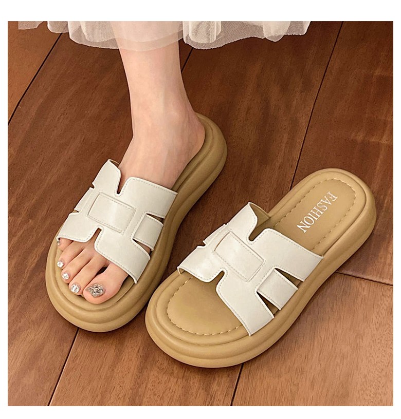 여성 발편한 통굽 여성뮬슬리퍼형샌들