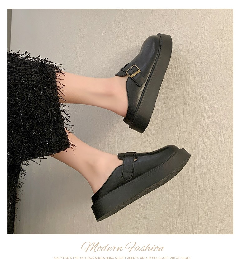 여성 발편한 통굽 여성뮬슬리퍼형샌들