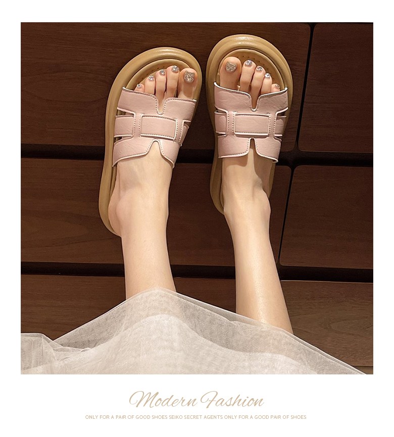 여성 발편한 통굽 여성뮬슬리퍼형샌들